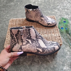 Time & Tru Snake Print Ankle Bootie